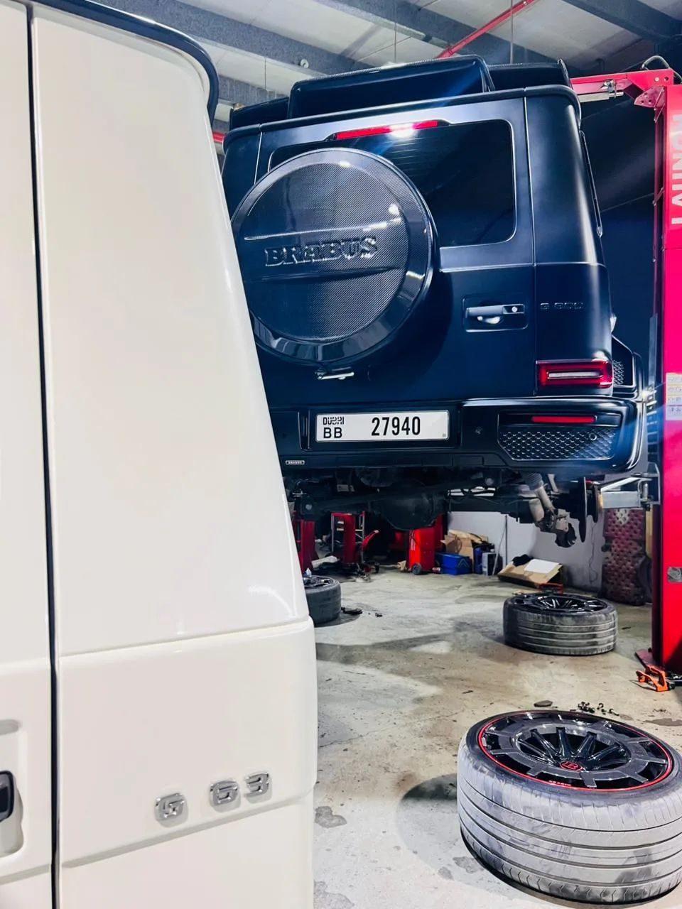 Mercedes repair in progress inside workshop